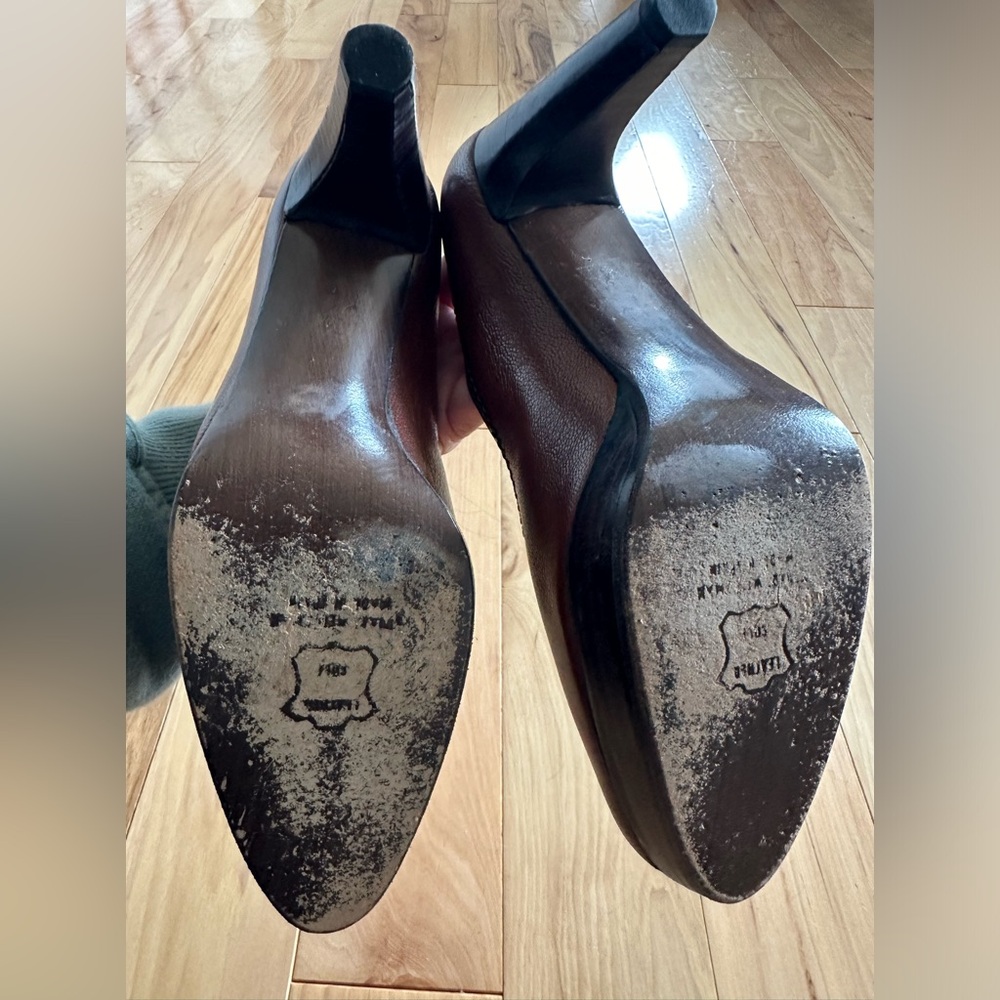 Stuart Weizman Brown Leather Platform Pumps. Sz 7 - image 5